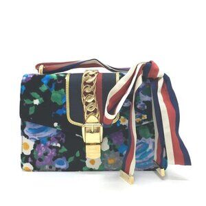 GUCCI 421882 Floral Silvi Small ribbon Shoulder Bag Velor / Leather Multicolore